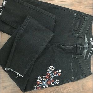 Black embroidered jeans